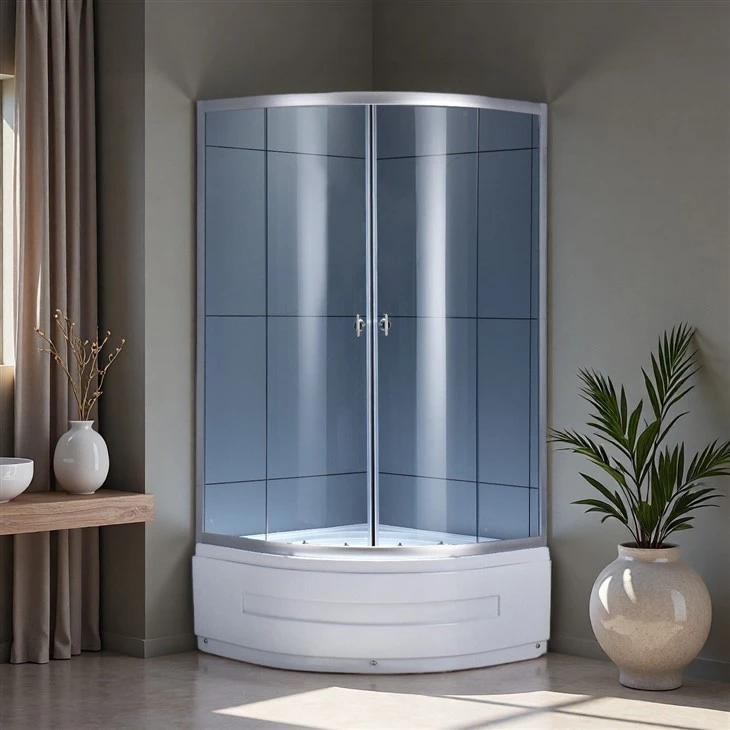 Corner Printed Glass Sliding Door Shower Enclosure